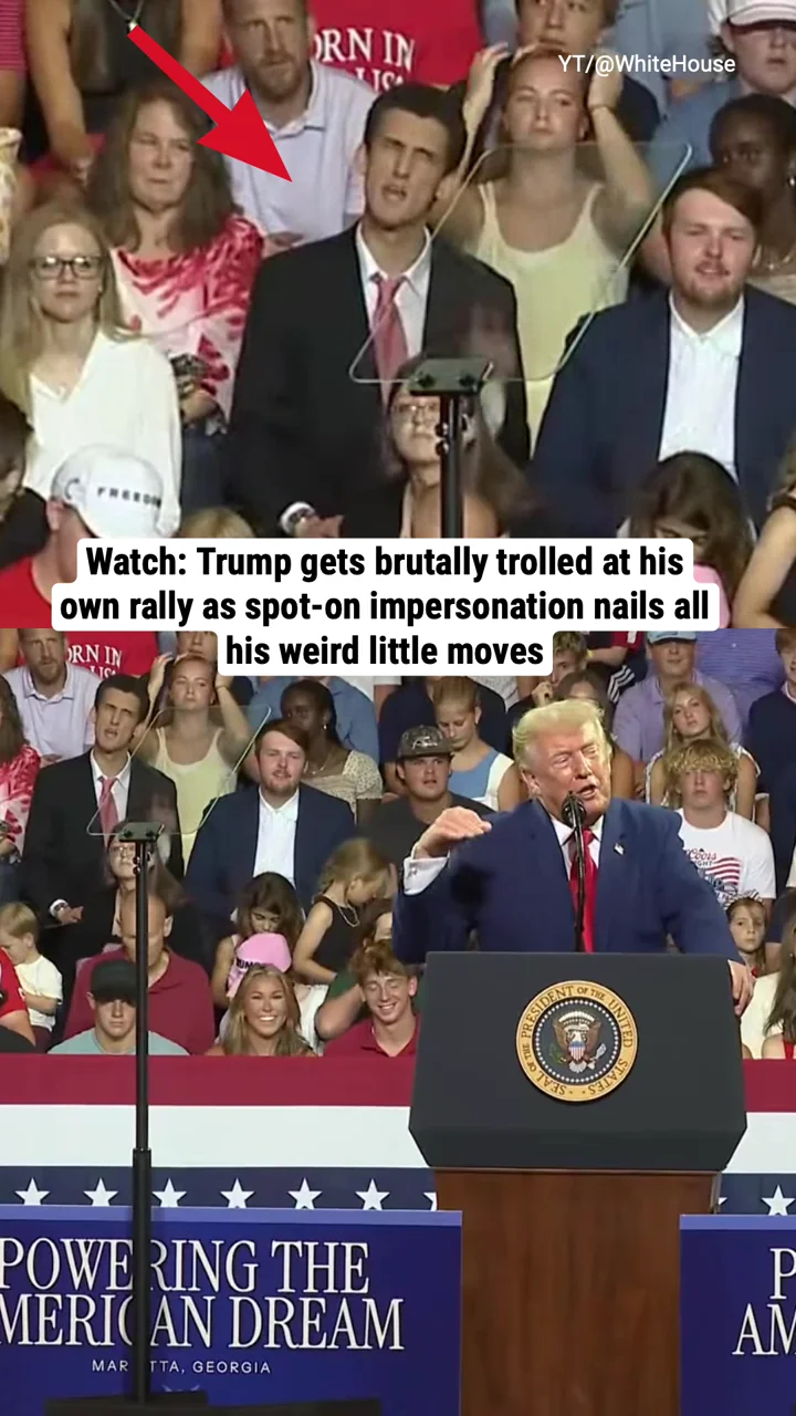 Watch: Trump gets brutally trolled at his own rally as spot-on impersonation nails all his weird little moves