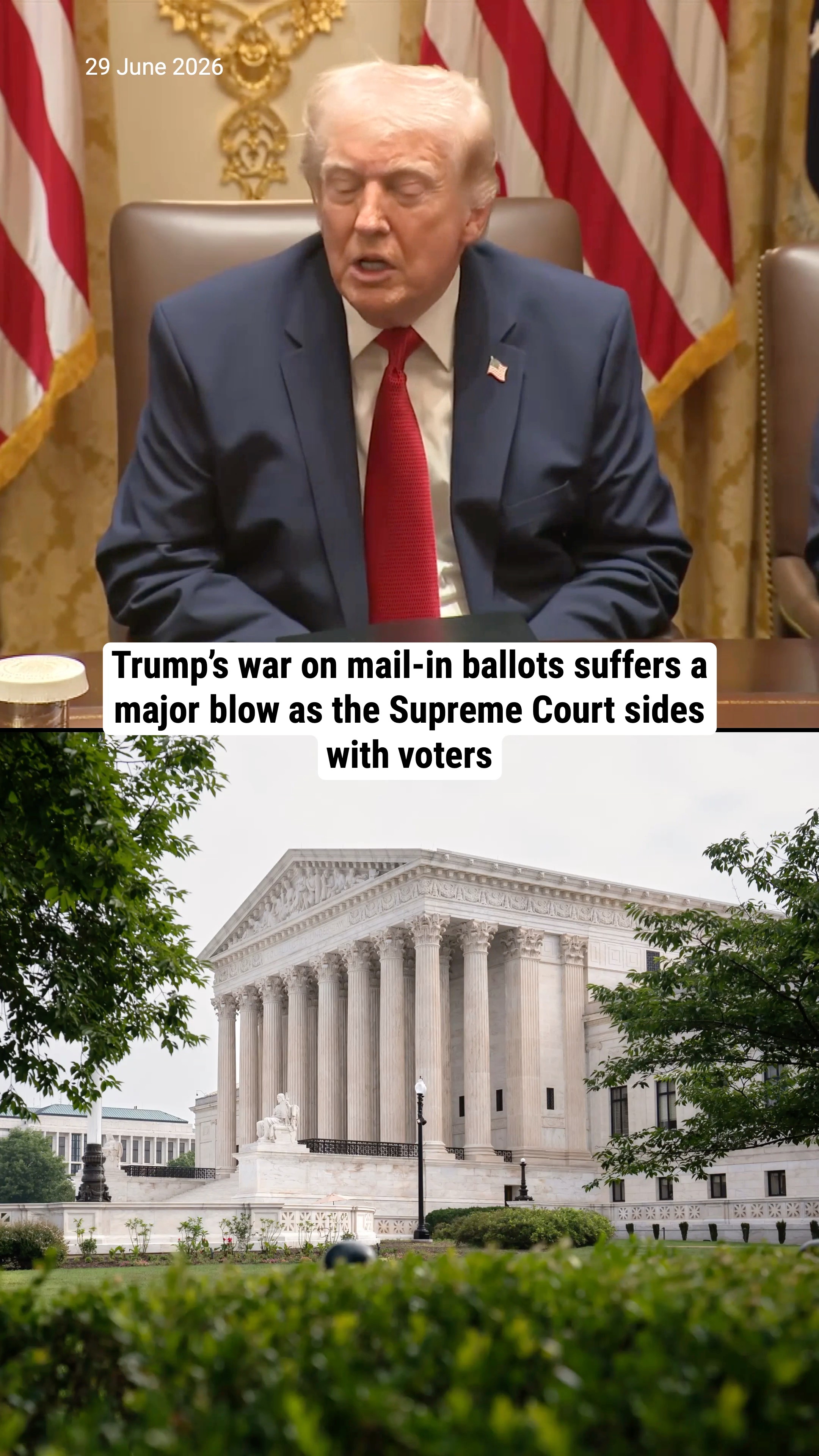 Trump’s war on mail-in ballots suffers a major blow as the Supreme Court sides with voters