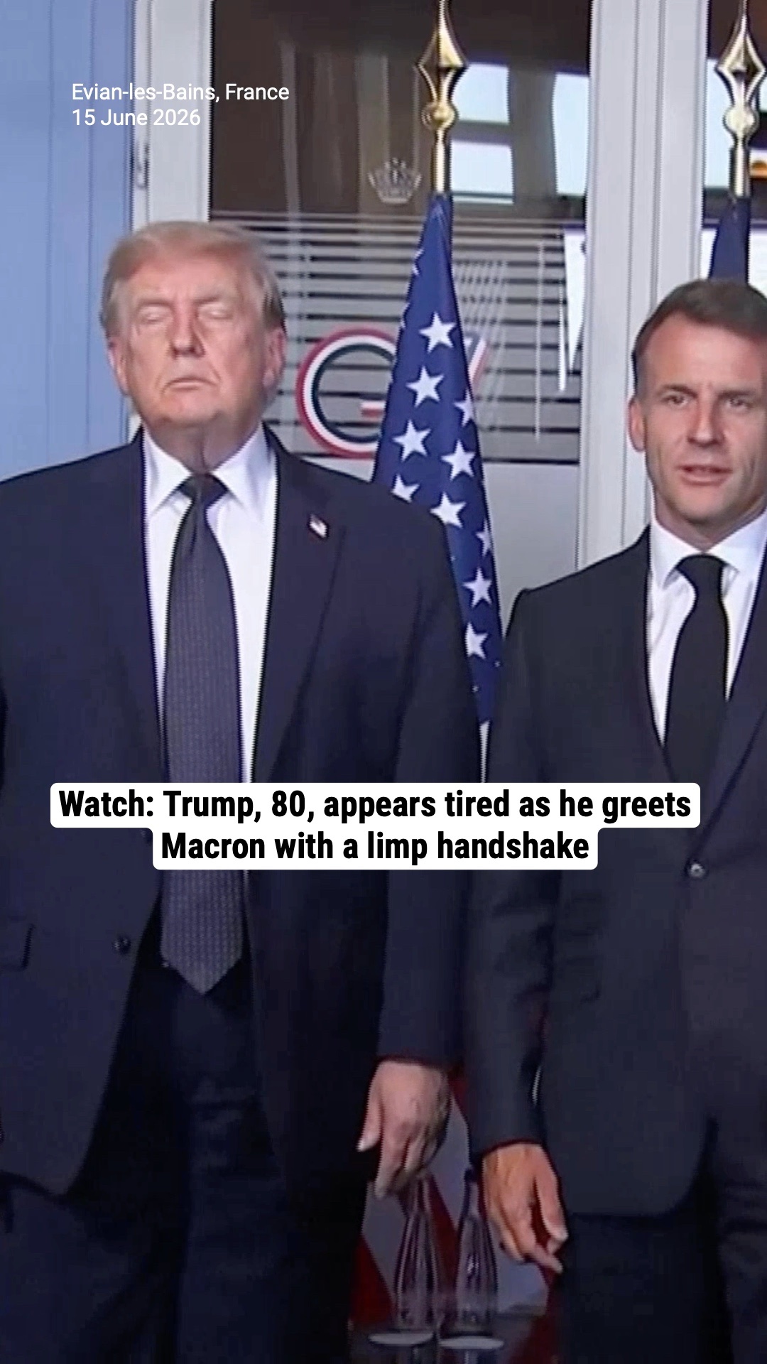 Watch: Trump, 80, appears tired as he greets Macron with a limp handshake