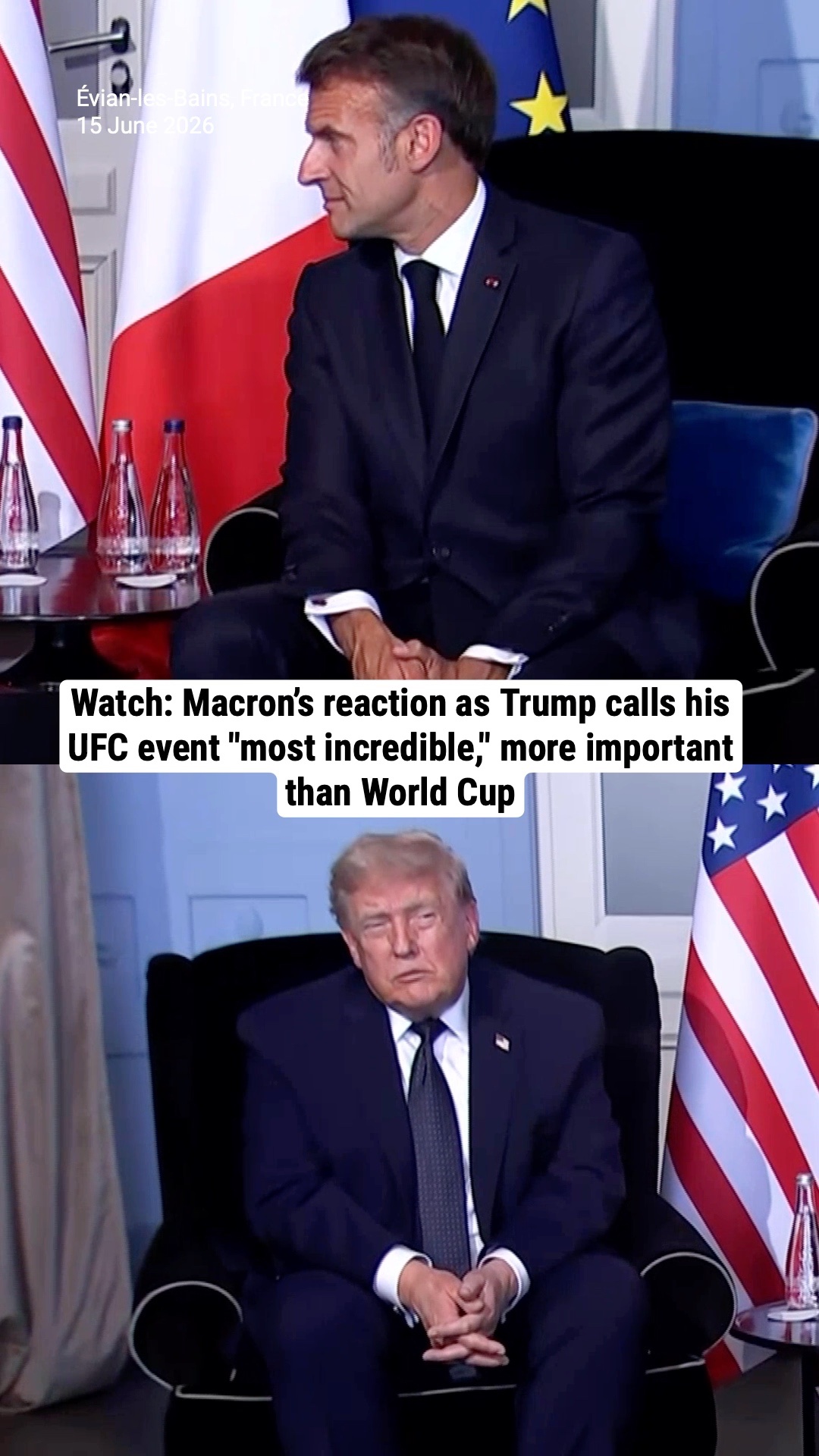 Watch: Macron’s reaction as Trump calls his UFC event "most incredible," more important than World Cup