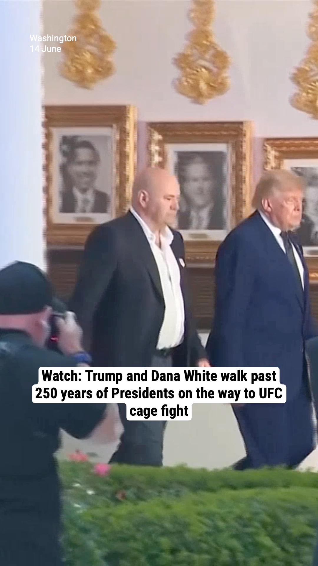 Watch: Trump and Dana White walk past 250 years of Presidents on the way to UFC cage fight