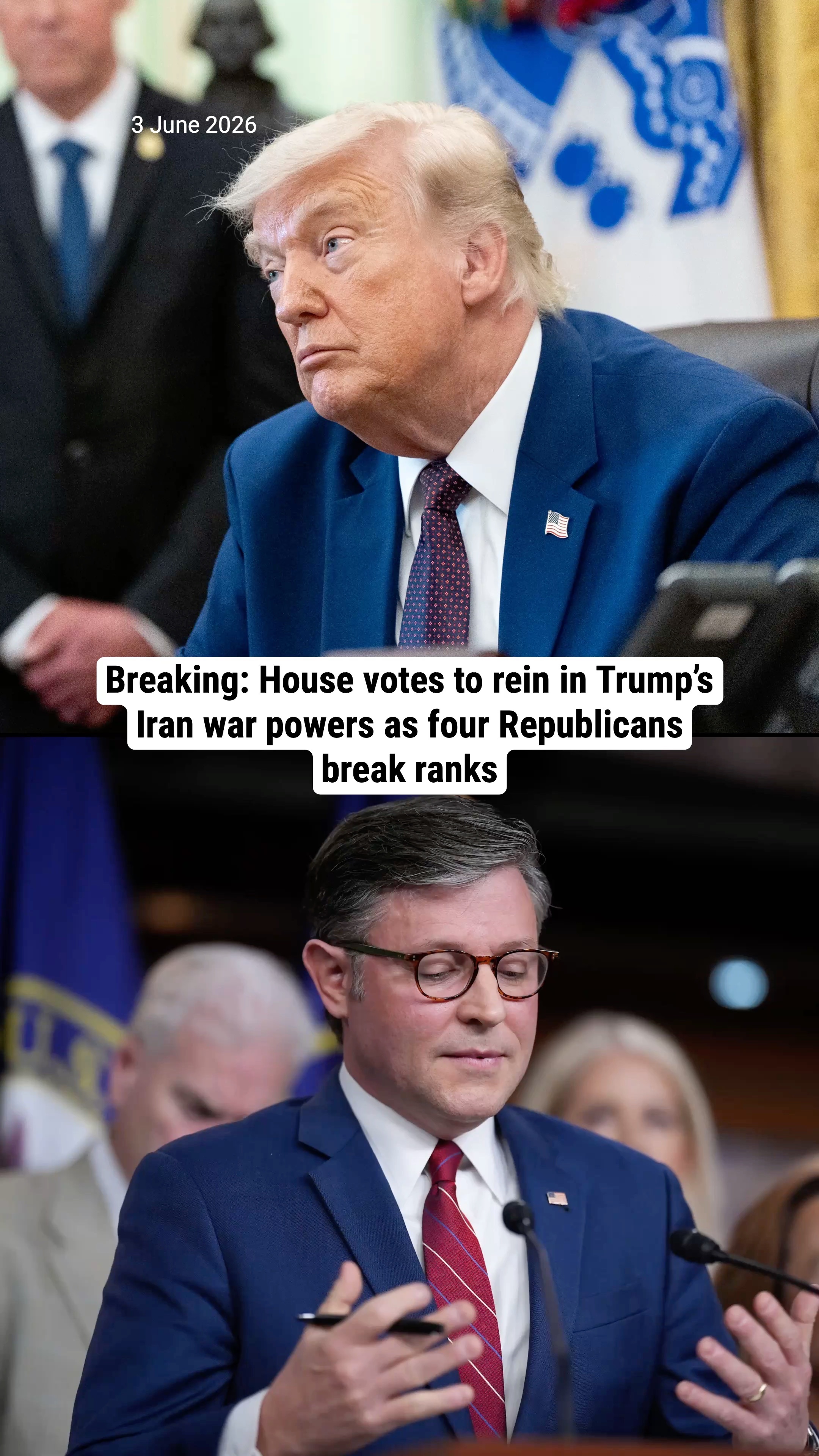 Breaking: House votes to rein in Trump’s Iran war powers as four Republicans break ranks