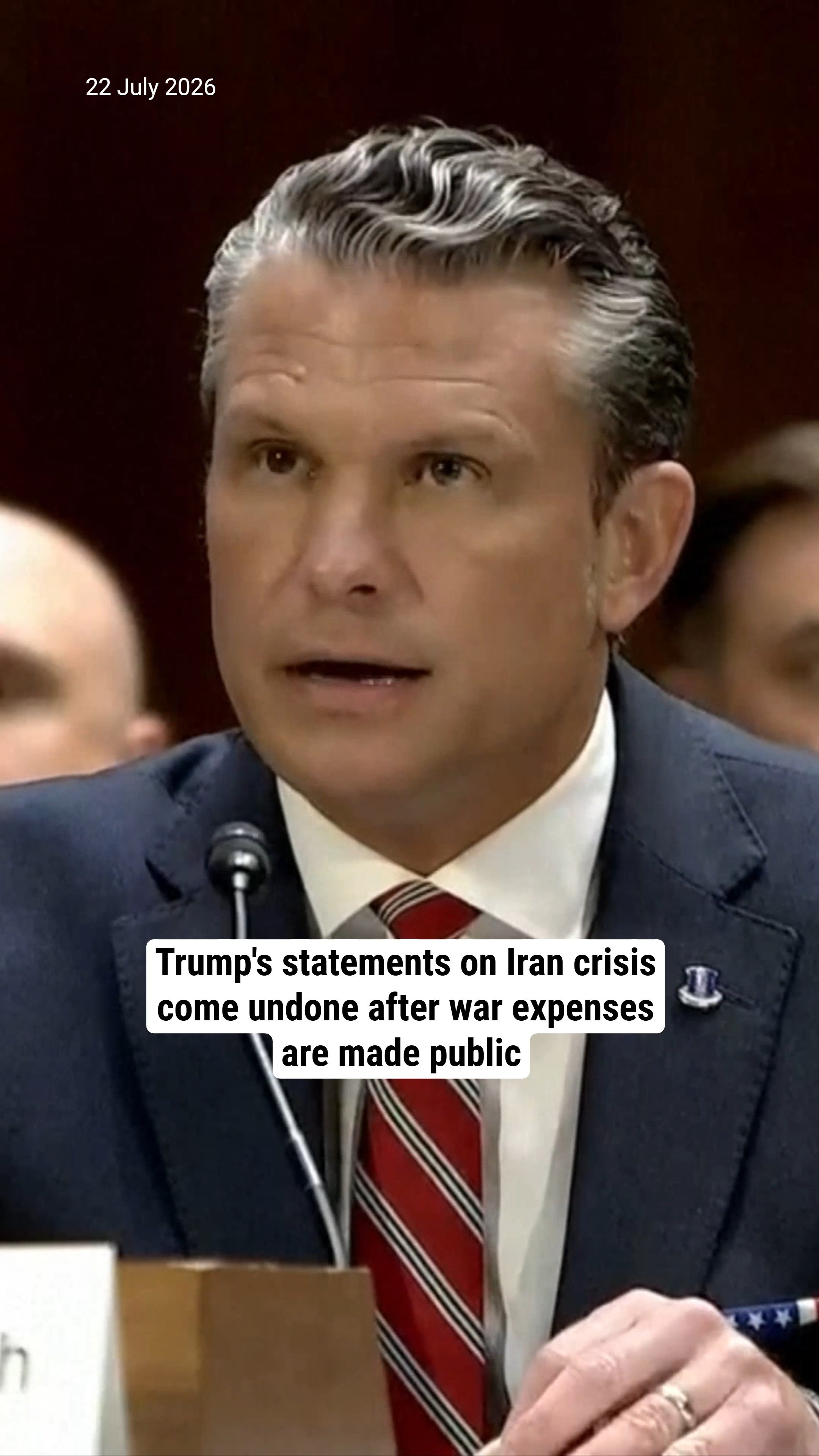 Trump's statements on Iran crisis come undone after war expenses are made public