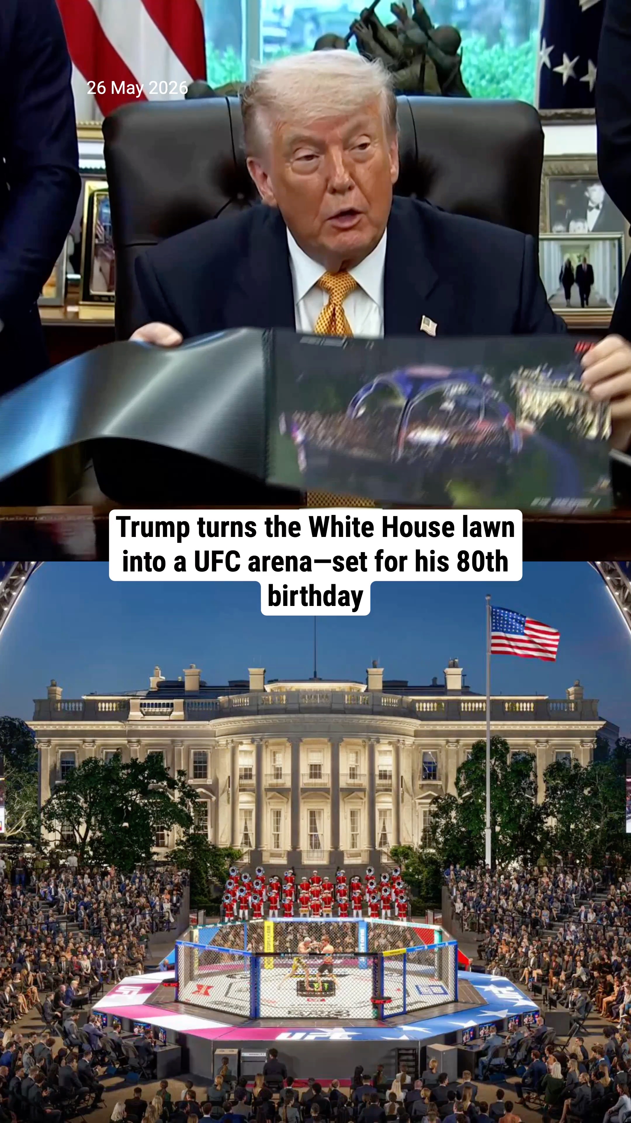 Trump turns the White House lawn into a UFC arena—set for his 80th birthday