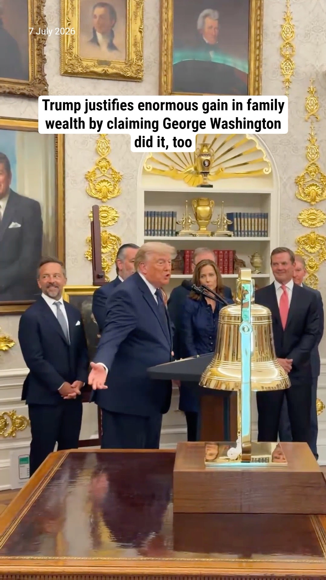 Trump justifies enormous gain in family wealth by claiming George Washington did it, too