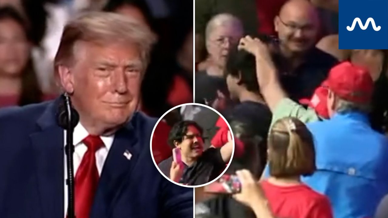 Trump Heckler Gets Into Trouble as Crowd Member Steps In