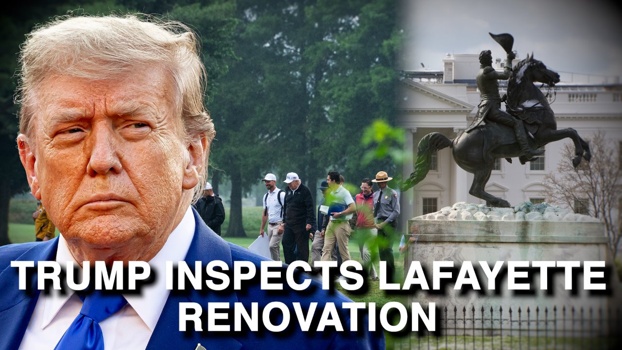 WATCH: President Trump Inspects Controversial Lafayette Square Renovation on Rainy Walk