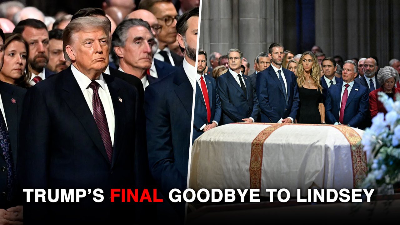 Watch- Trump Arrives at Lindsey Graham's Memorial, Pats Coffin in Final Tribute