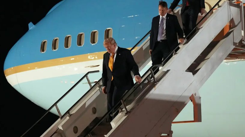 President Trump Flies Back in Older Air Force One To The US After Arriving In New Air Force One at NATO Summit