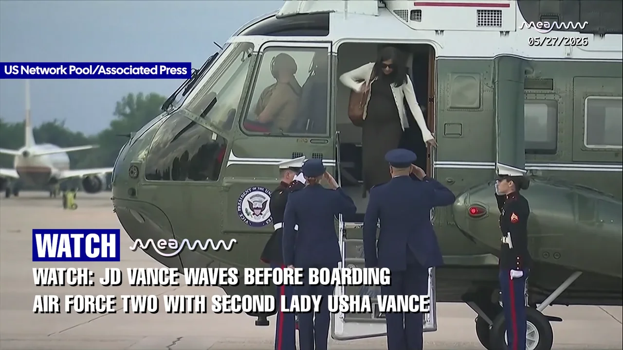 JD Vance Waves Before Boarding Air Force Two With Second Lady Usha Vance