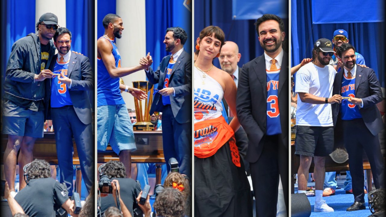 WATCH NYC Mayor Zohran Mamdani Honors Knicks' NBA Triumph With Wife Rama Duwaji