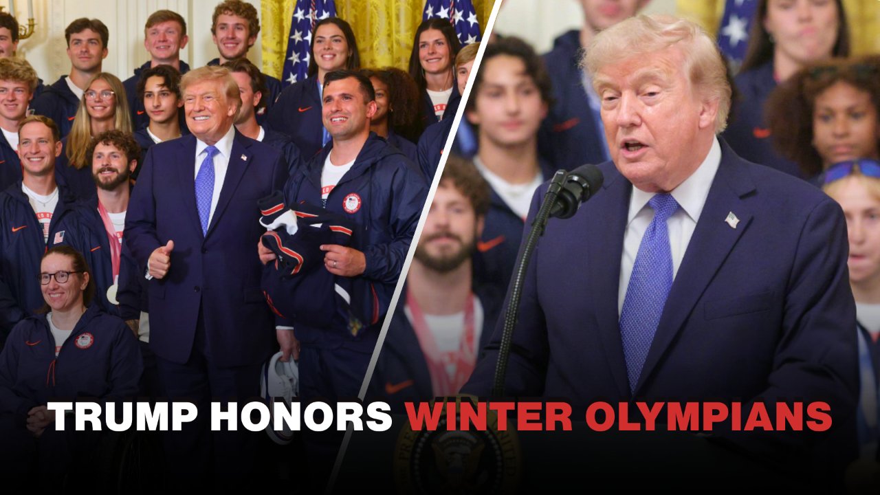 Trump Welcomes Winter Olympians to the White House, Receives Team USA Jacket & Sneakers