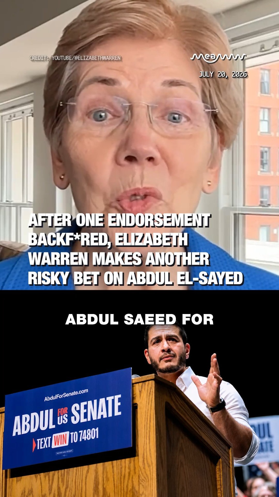 Elizabeth Warren Endorses Abdul El-Sayed in Crucial Michigan Senate Primary