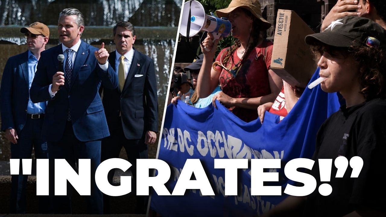 Watch Hegseth Calls Protesters 'Ingrates' as 'Guard Go Home' Chants Erupt