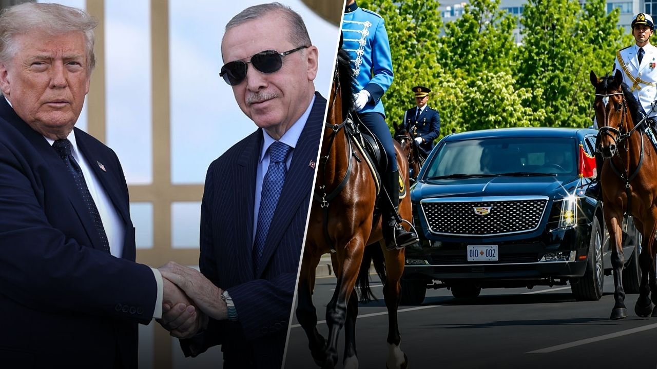 Trump Gets Horseback Escort in 'The Beast' at NATO Summit Arrival