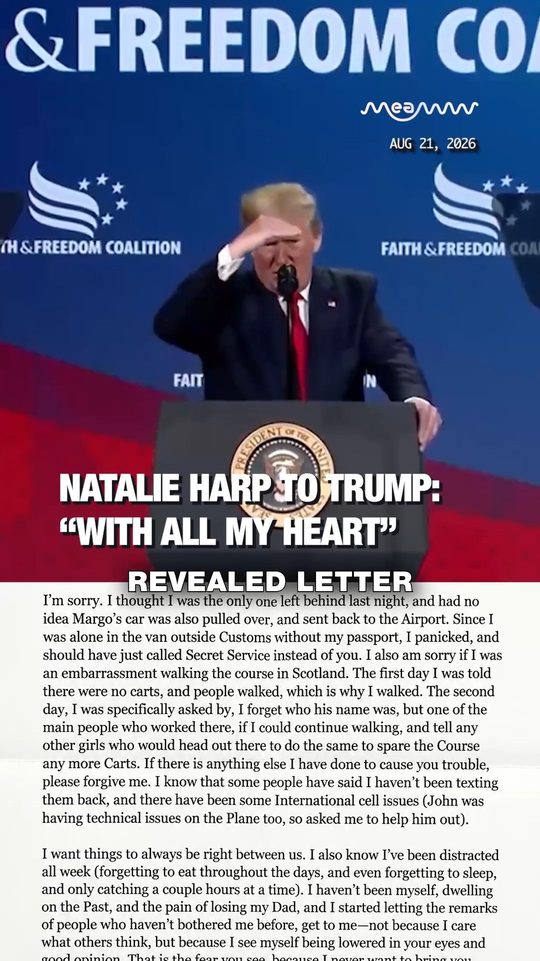 Natalie Harp to Trump: “With All My Heart”