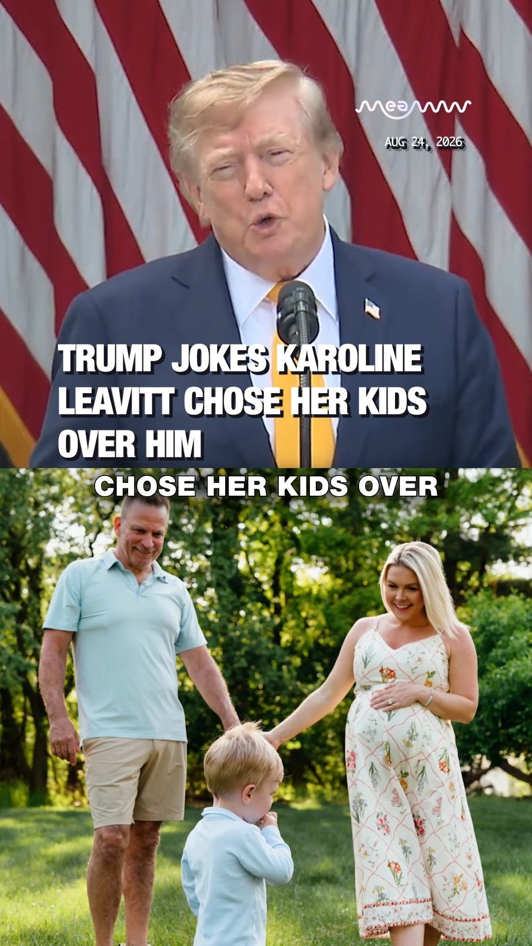 Trump Jokes Karoline Leavitt Chose Her Kids Over Him.
