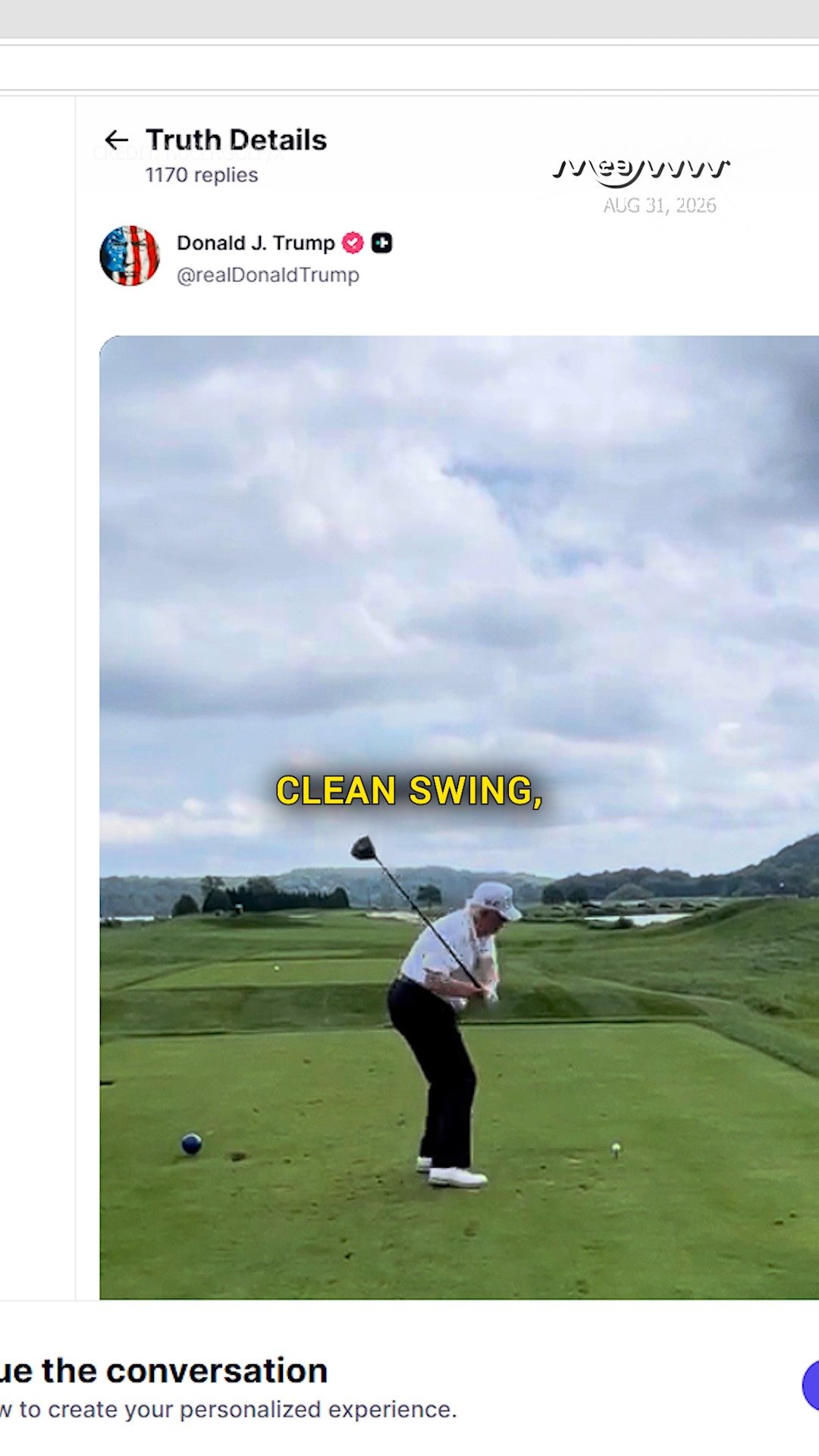Trump, 80, Shows Off His Golf Swing on Truth Social