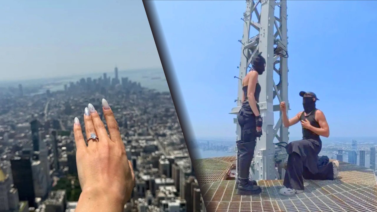 WATCH: Protesters Hang Giant Peace Banner on Empire State Building Before Proposal