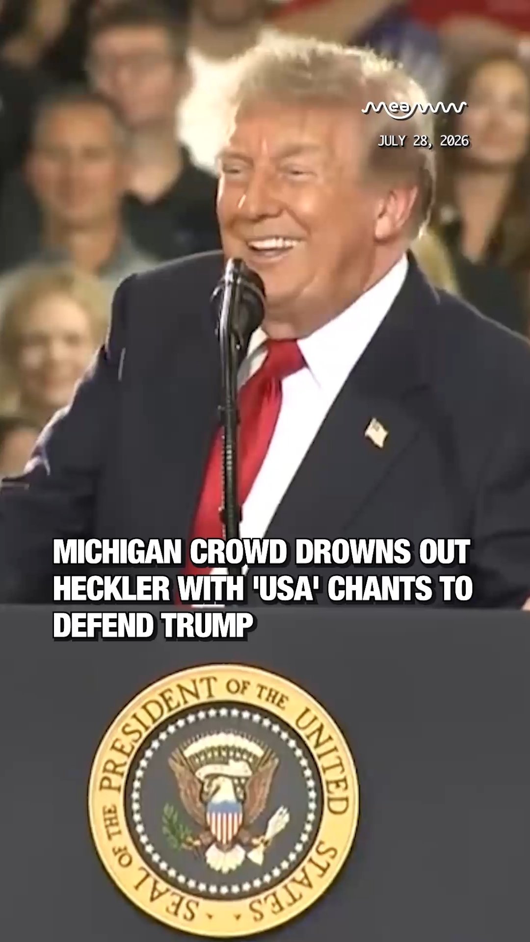 Michigan Crowd Drowns Out Heckler With 'USA' Chants To Defend Trump.