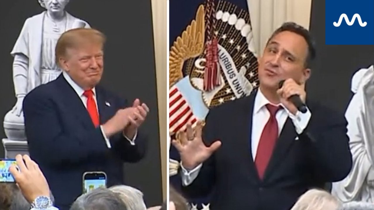 Watch Trump React as Singer Impersonates Him at White House Celebration