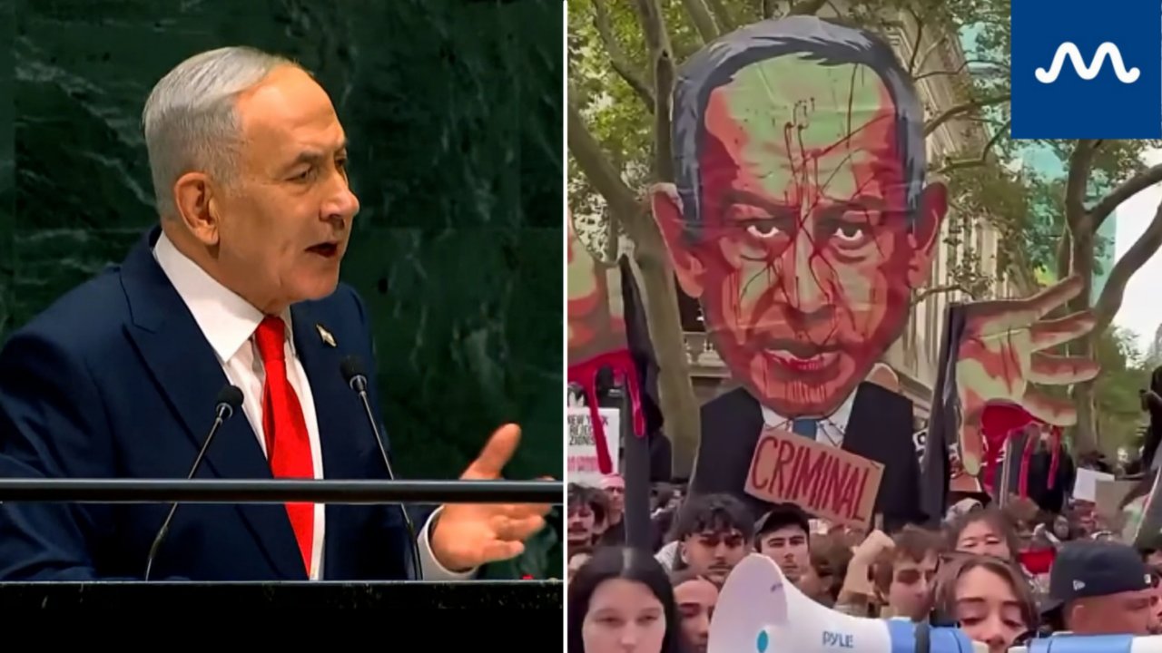 Netanyahu Calls Out Protesters During Fiery UN Speech