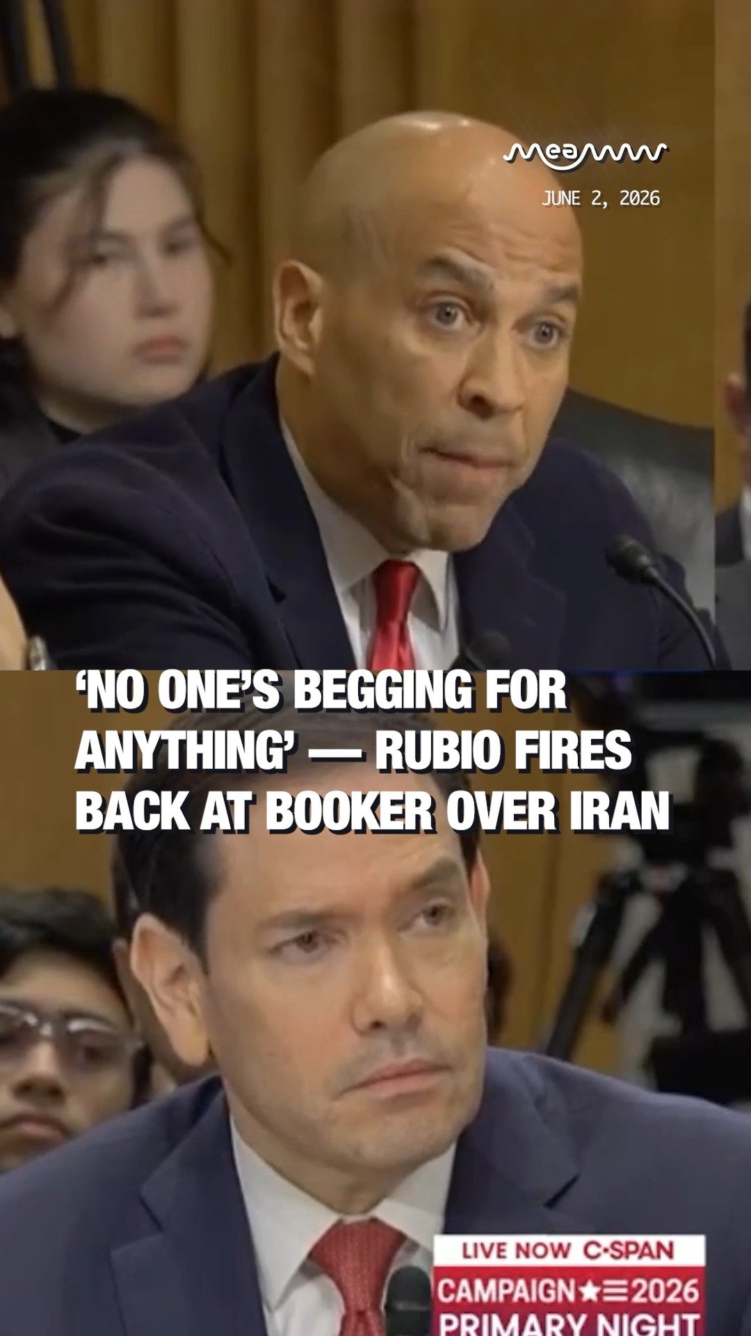 ‘No One’s Begging For Anything’ — Rubio Fires Back at Booker Over Iran