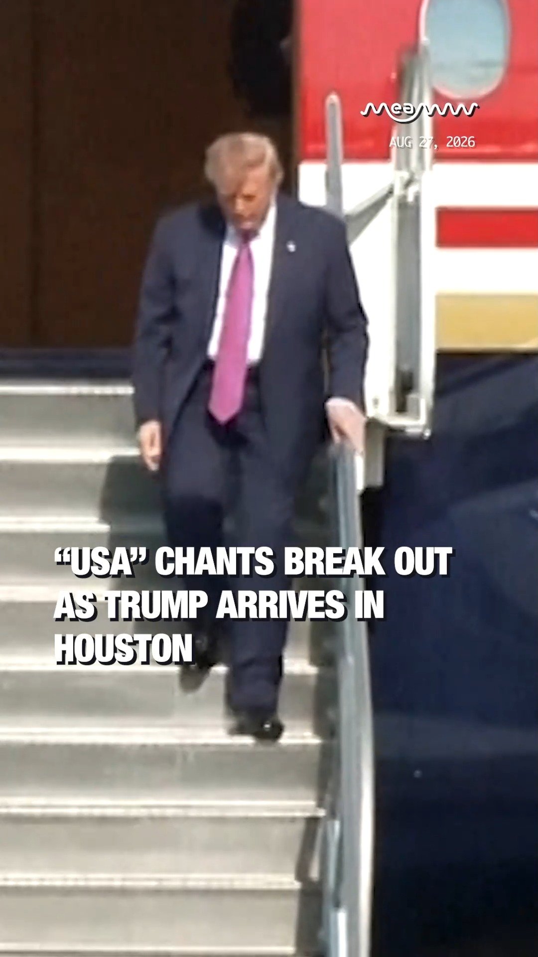 “USA” Chants Break Out as Trump Arrives in Houston