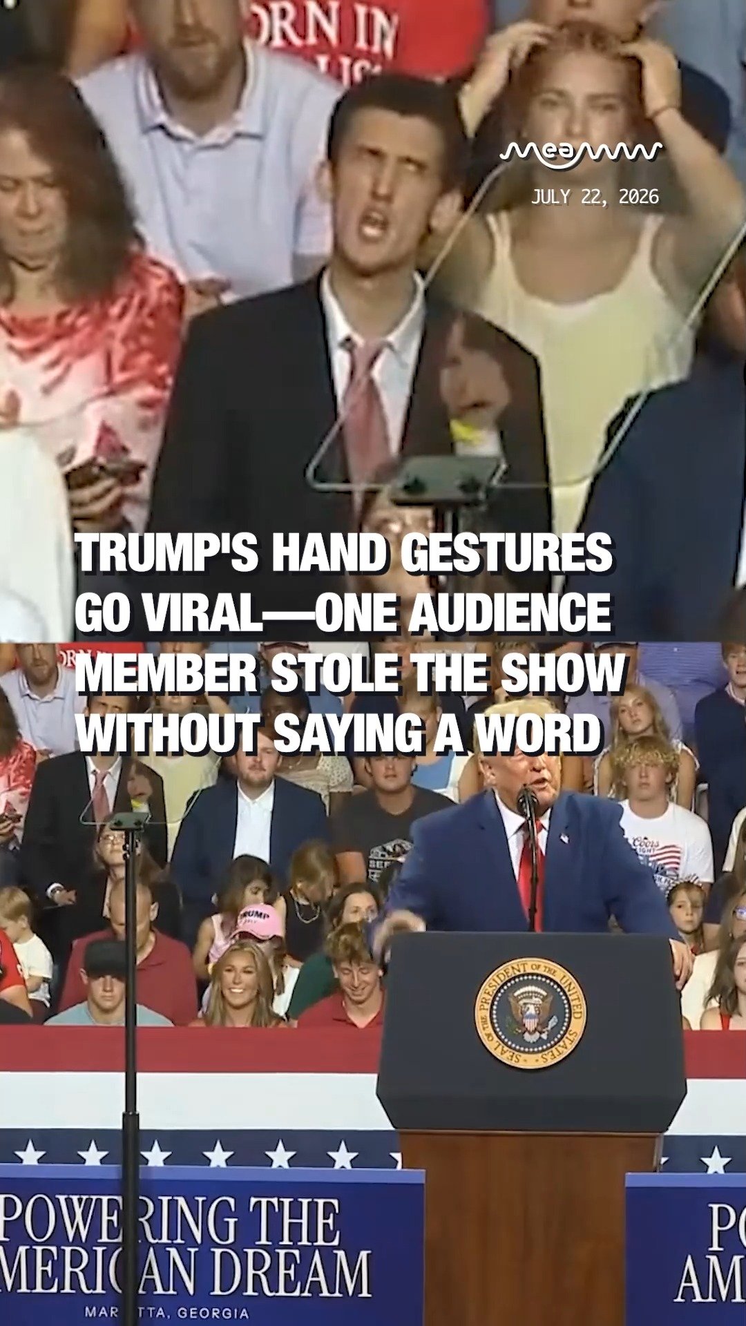 TRUMP'S HAND GESTURES GO VIRAL—ONE AUDIENCE MEMBER STOLE THE SHOW WITHOUT SAYING A WORD