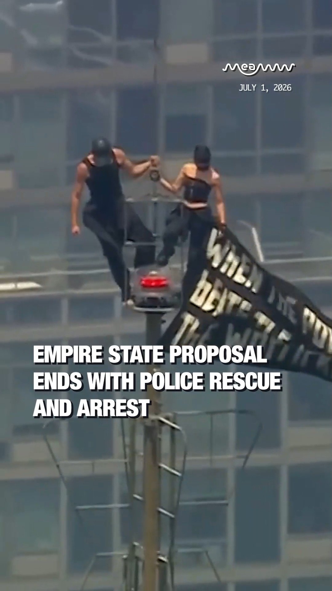 Empire State Proposal Ends With Police Rescue and Arrest