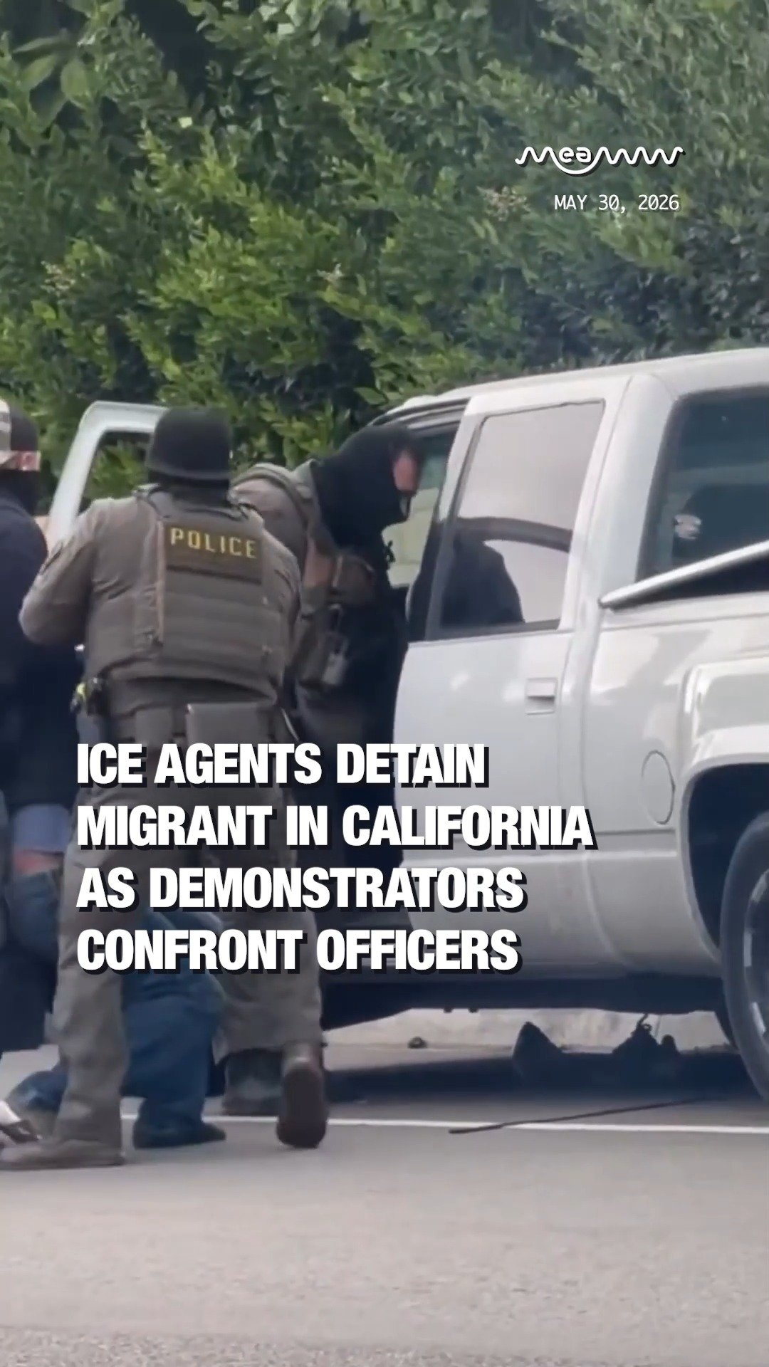 ICE Agents Detain Migrant in California as Demonstrators Confront Officers
