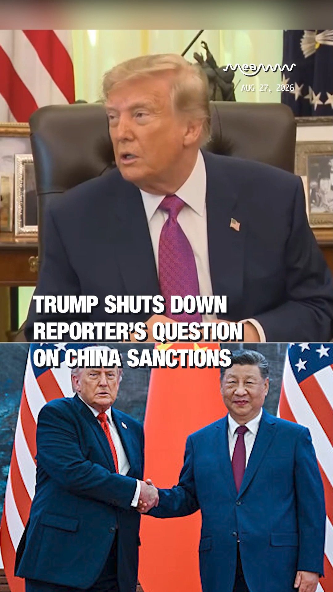 Trump Shuts Down Reporter’s Question on China Sanctions