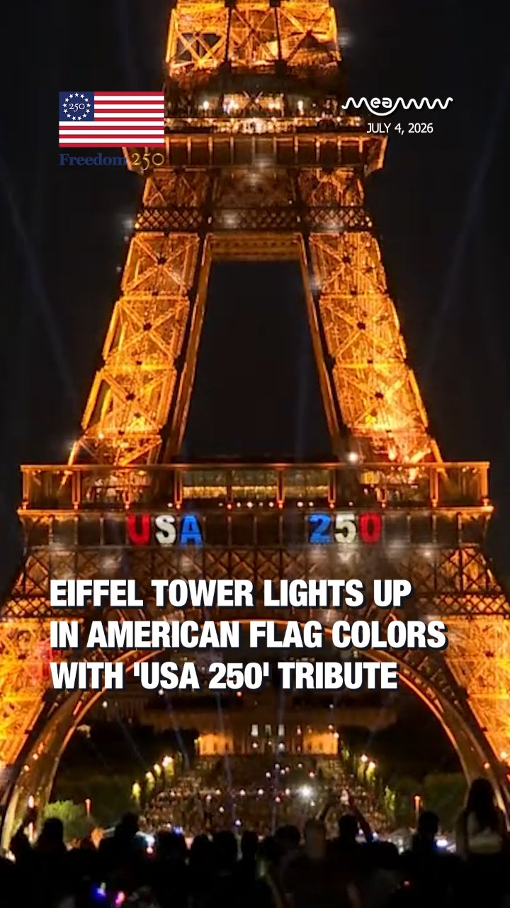 Eiffel Tower Lights Up in American Flag Colors with 'USA 250' Tribute