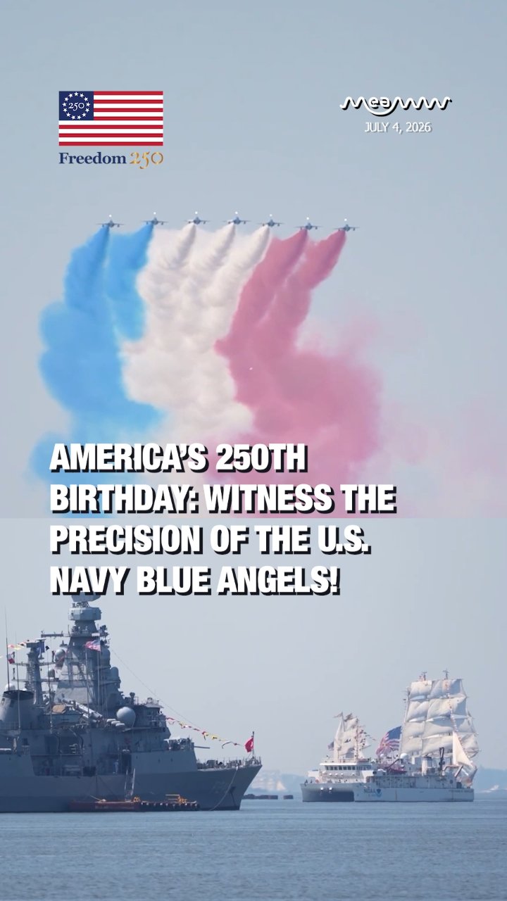 US Navy Blue Angels 80th Anniversary Flyover at Sail4th 250 New York Harbor