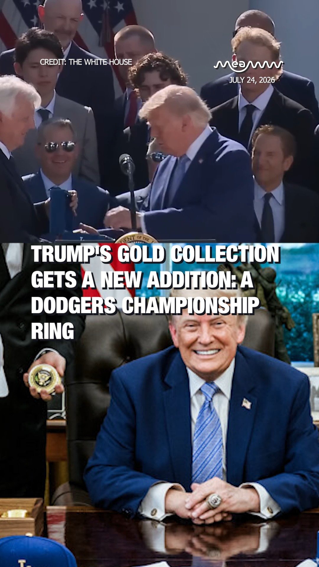 Trump's Gold Collection Gets a New Addition: A Dodgers Championship Ring