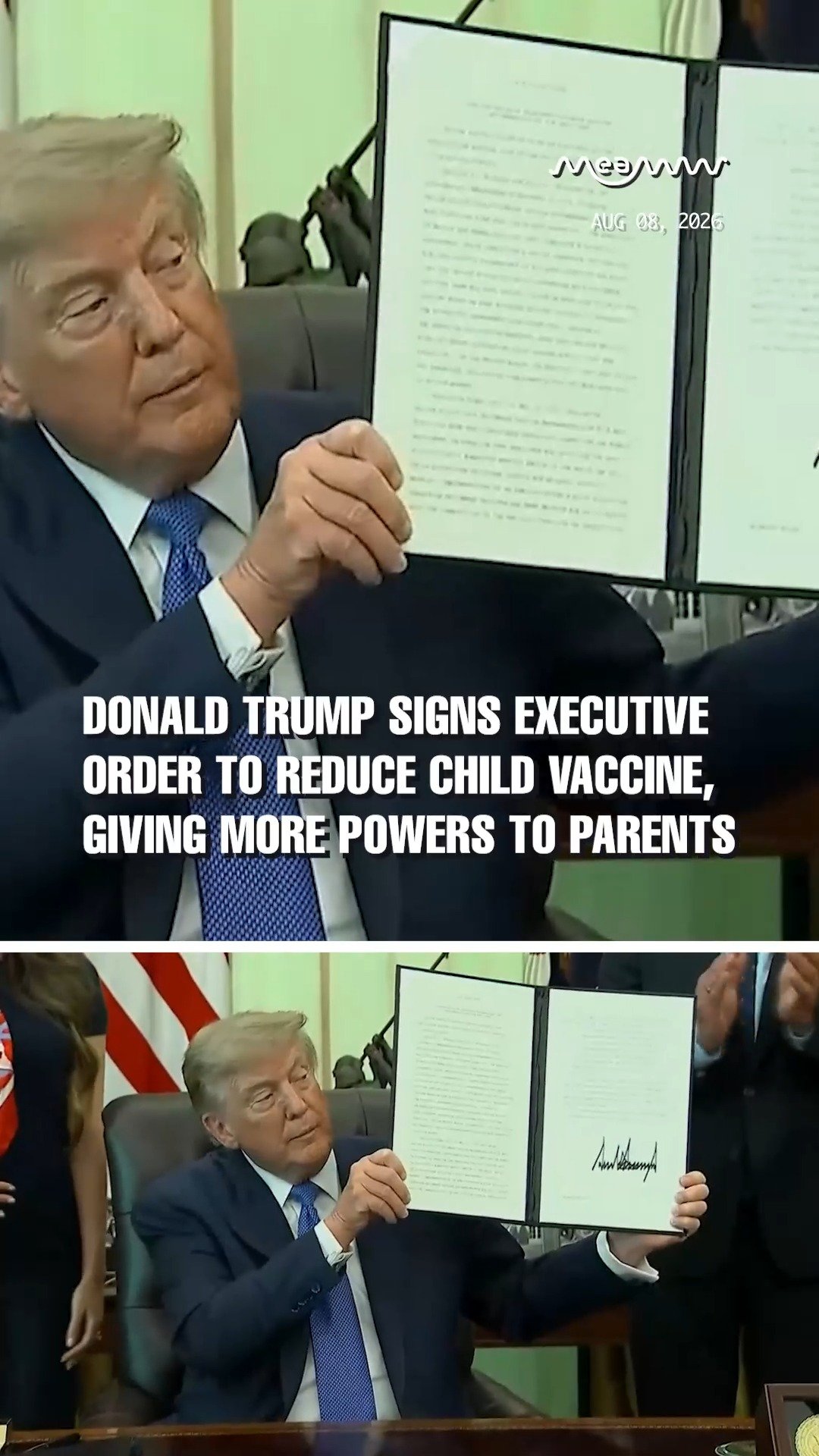 Donald Trump signs executive order to reduce child vaccine, giving more powers to parents