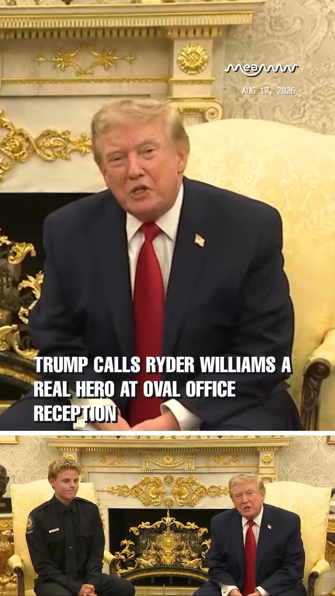 Trump calls Ryder Williams a real hero at Oval Office reception