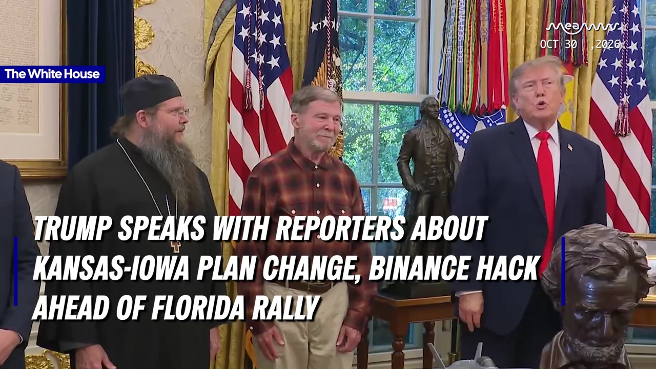 Trump Speaks With Reporters About Kansas-Iowa Plan Change, Binance Hack Ahead Of Florida Rally