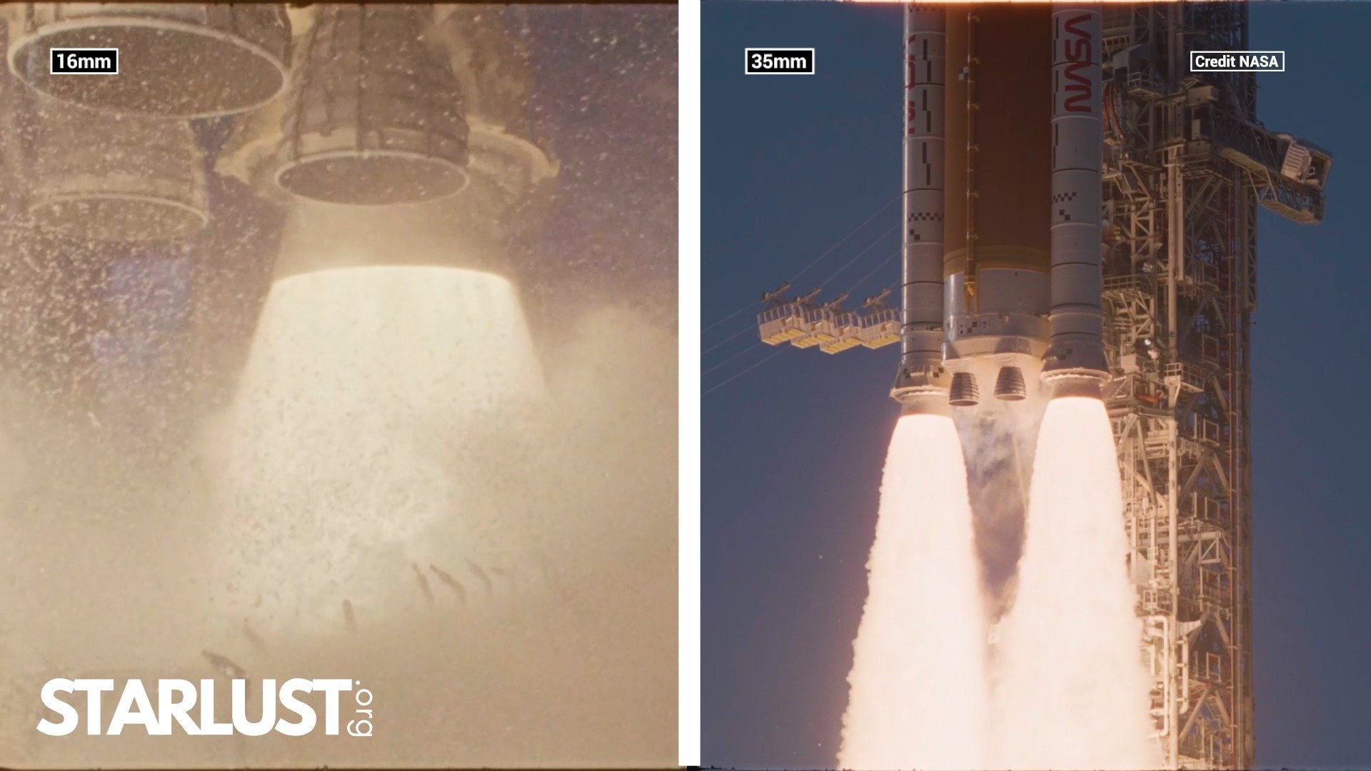 NASA just released insane high-speed 16 mm and 35mm film footage of Artemis II launch
