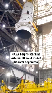 NASA begins stacking Artemis III solid rocket booster segments