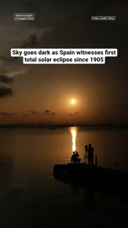 Sky goes dark as Spain witnesses first total solar eclipse since 1905