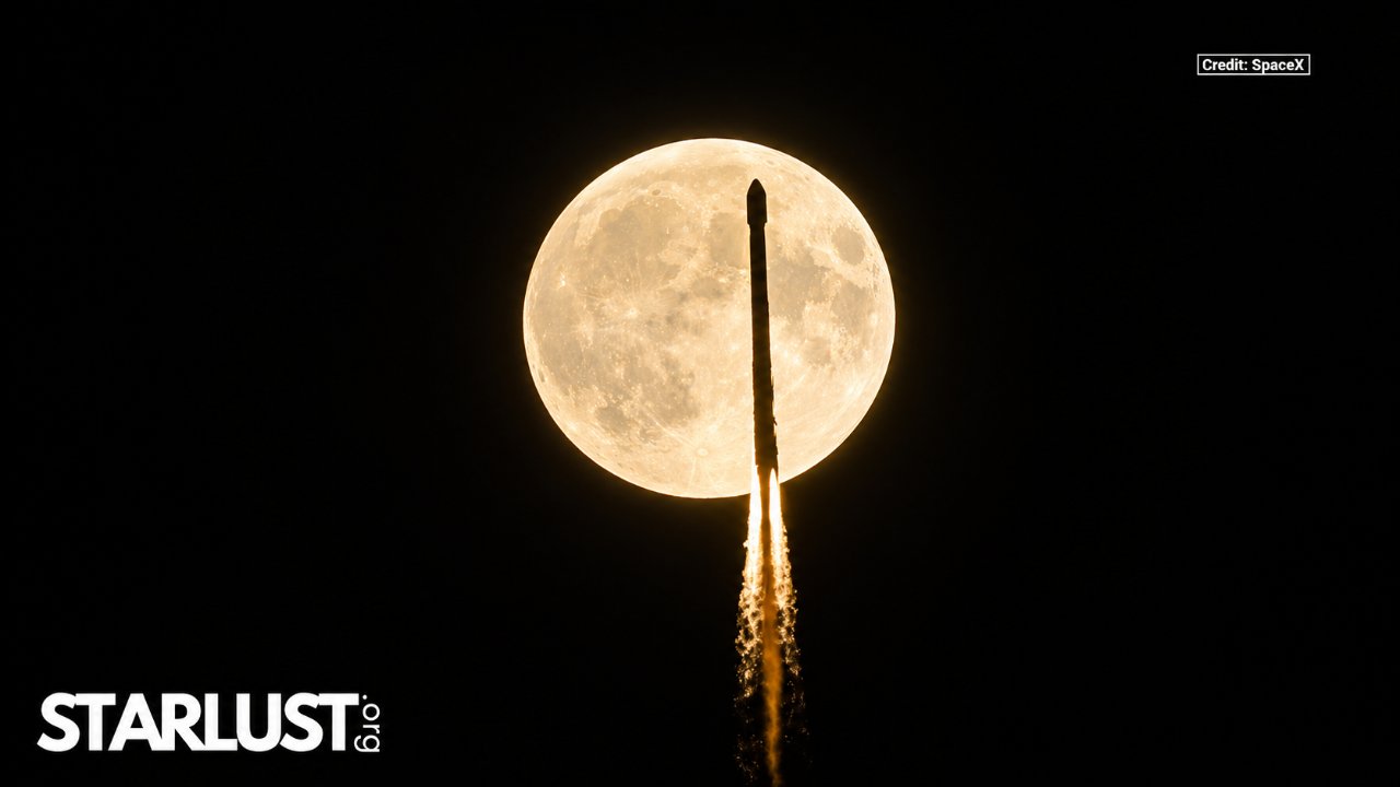 Falcon 9 crosses the Moon in stunning slow-motion SpaceX footage