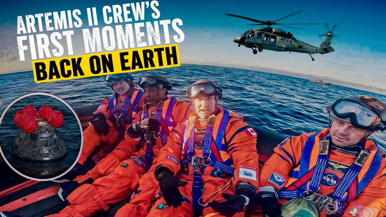 Rare footage captures Artemis II astronauts' first moments after returning to Earth