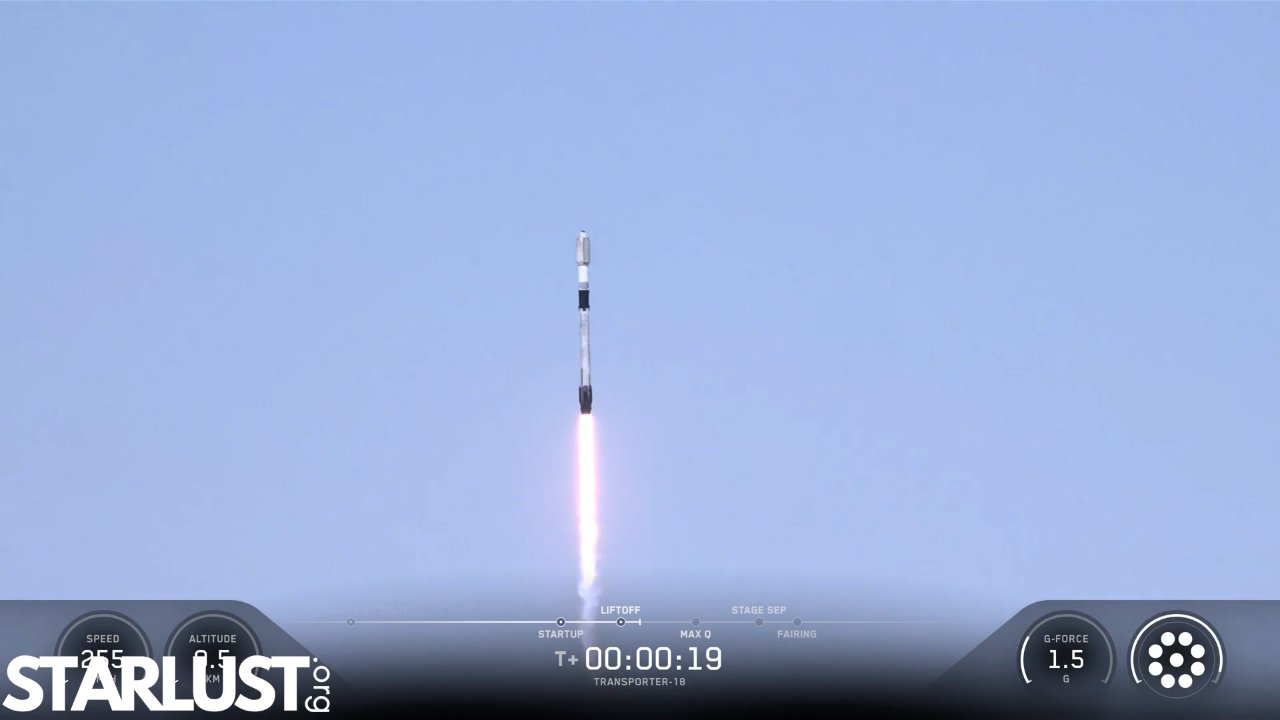 SpaceX launches Transporter-18 as part of a triple Falcon launch day