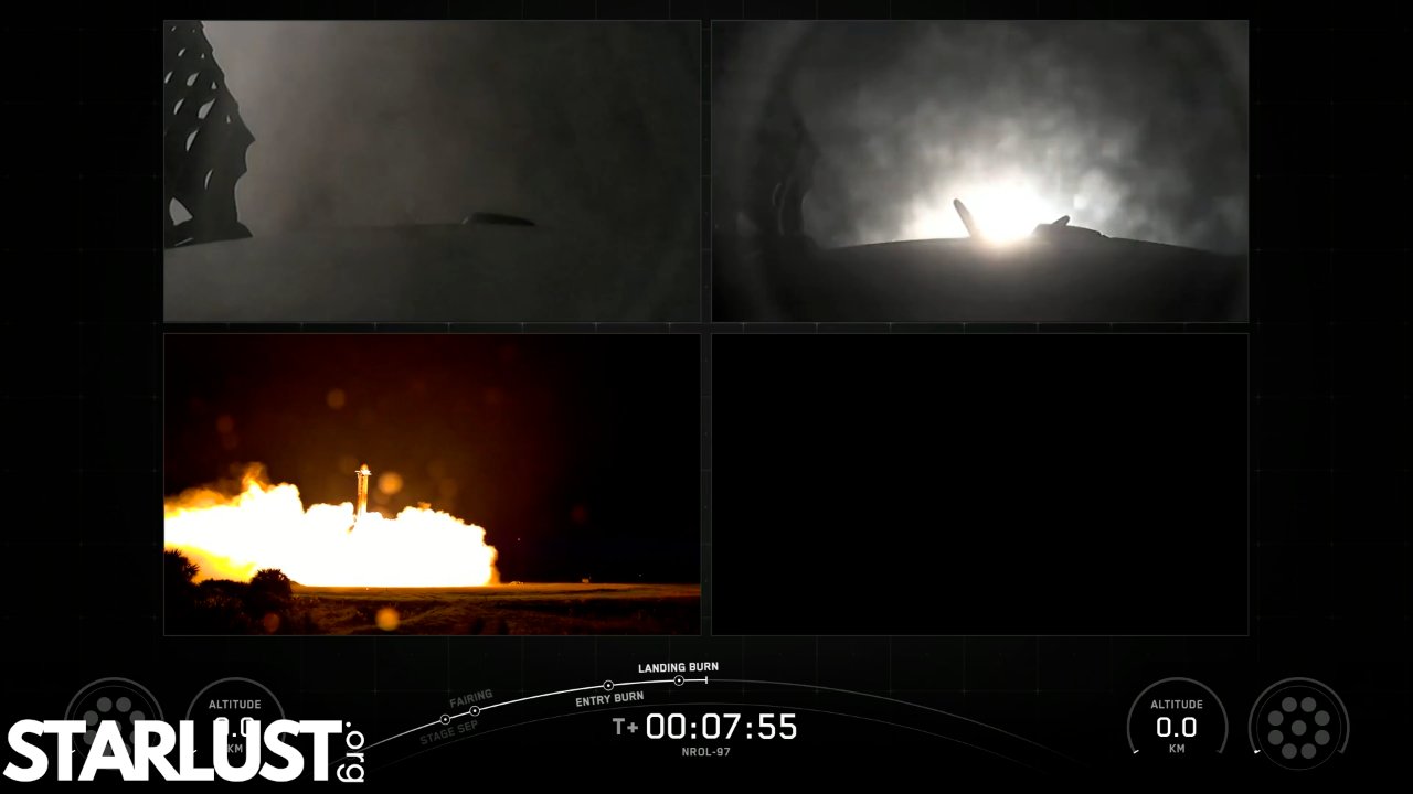 Watch Falcon Heavy's two side boosters land at Cape Canaveral after NROL-97 launch