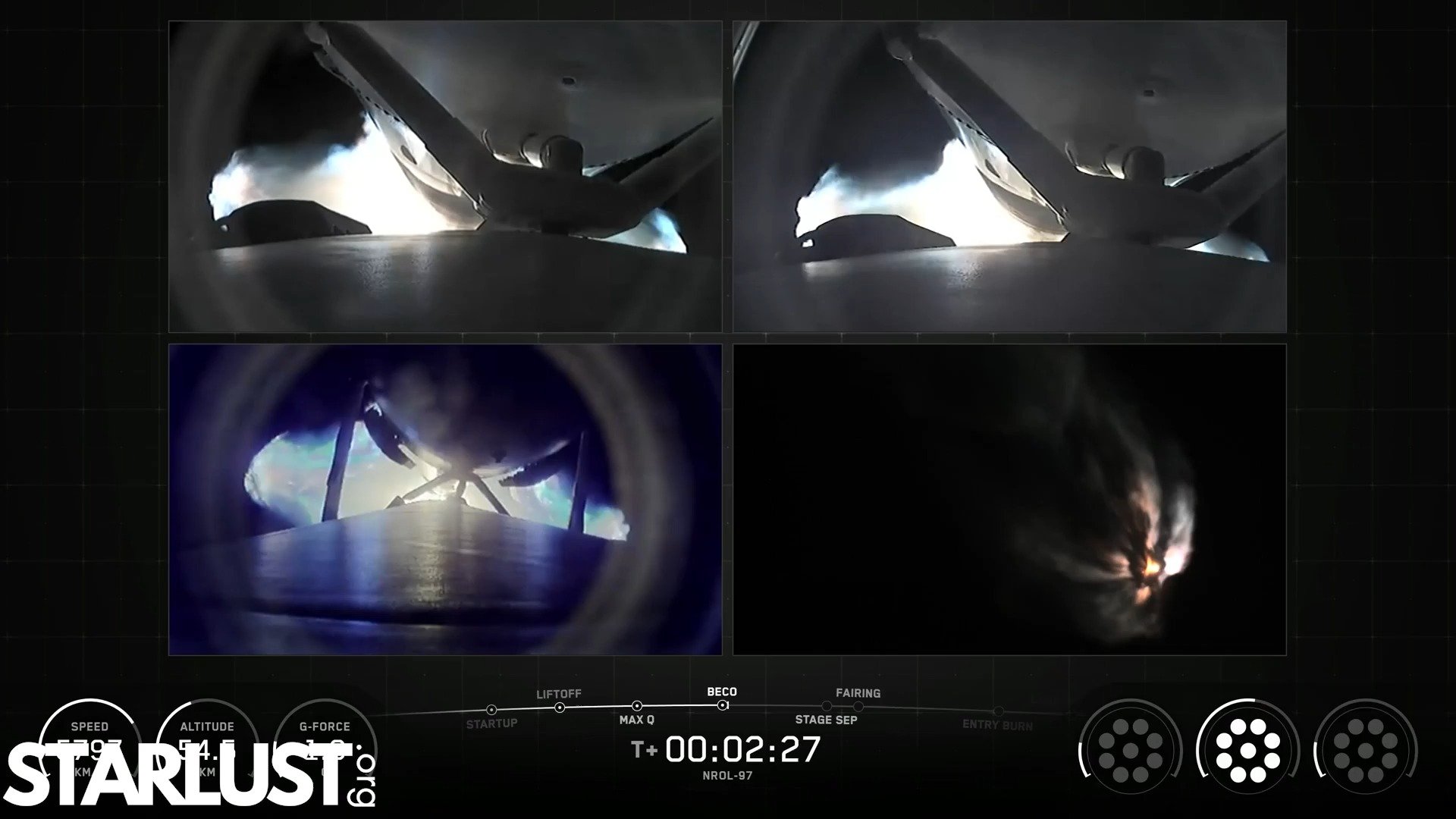 Watch Falcon Heavy's side boosters separate during NROL-97 launch
